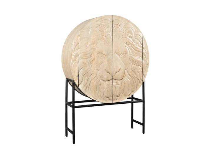 Grosses, massives Design Hihgboard „Lion“ Mangoholz Natural / Schwarz Invicta Interiors