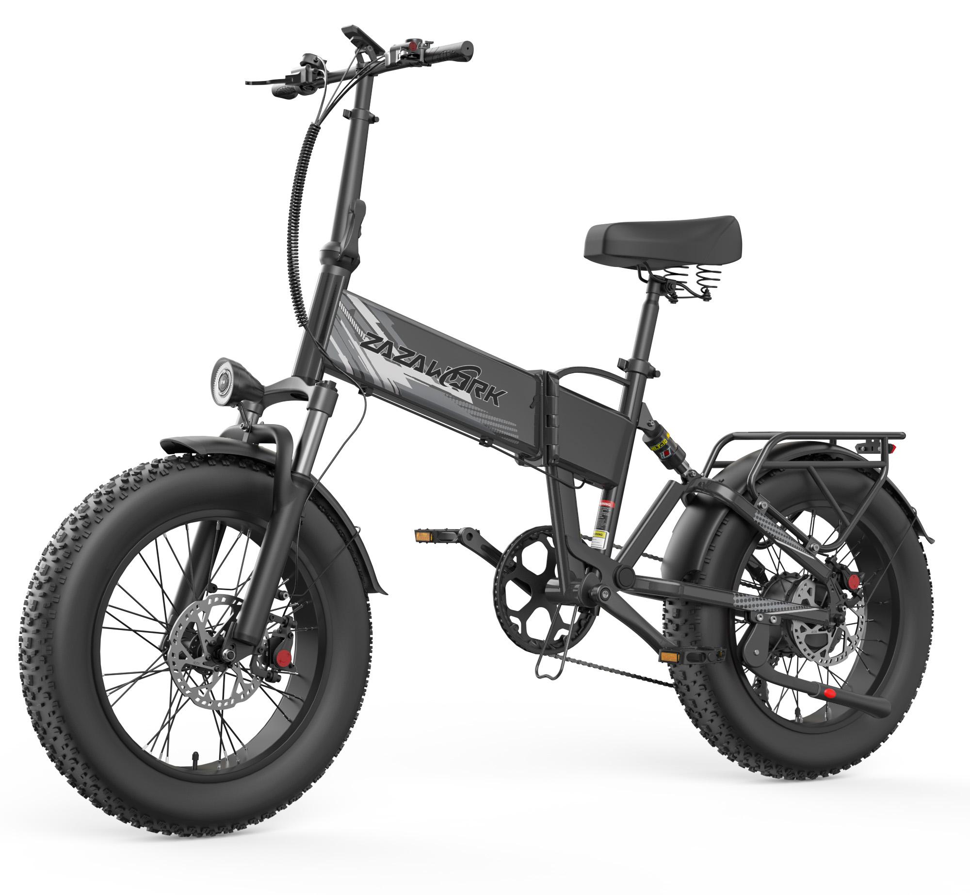 Klapp-Elektrofahrrad CF1000 mit Fettreifen für Geländeeinsätze, 48 V 20 Ah, IP54-Schutzklasse, maximale Tragfähigkeit 150 kg, 20-Zoll-Reifen, schwarz