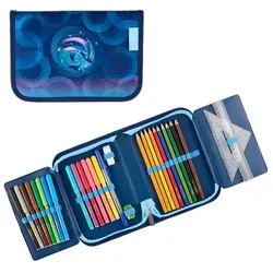 Herlitz Federmäppchen »Dolphin Ride« befüllt (31 Teile) blau, 20.5x14x3.8 cm
