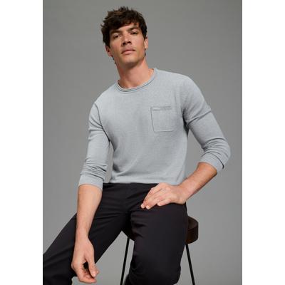 Rundhalspullover BRUNO BANANI, Herren, Gr. 3XL (64/66), hellgrau meliert, Strick, Obermaterial: 50% Baumwolle, 50% Polyacryl, meliert, regular fit normal, Rundhals, Pullover Rundhalspullover, aus Baumwolle, mit Rundhalsausschnitt, Langarm, melierte...
