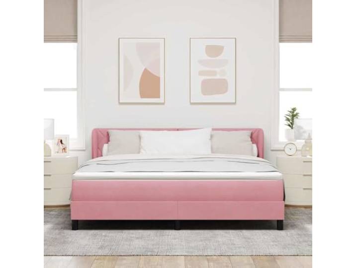KTHLBRH Boxspringbett mit Kopfteil Rosa 180 x 200 cm Samt Matratze inklusive, verstellbares Kopfteil, modernes Design, Dunkelgrau