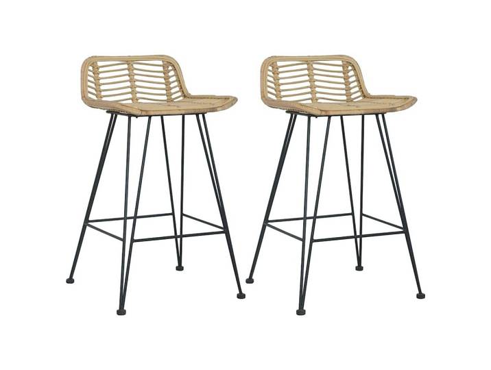 furnicato Barhocker Barstühle 46x48x79 cm Natur aus natürlichem Rattan mit Metallbeinen (1 St)