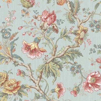 Seabrook Designs Amy Jacobean Floral Unpasted Wallpaper