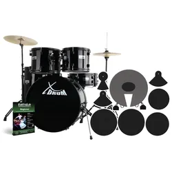 XDrum Rookie 20" Studio Schlagzeug Black plus Dämpferset