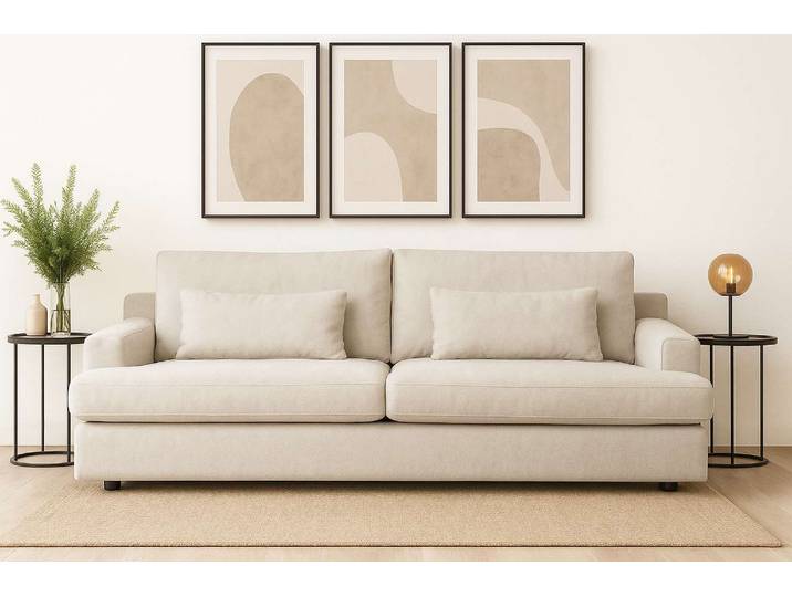 Big-Sofa, Chenille-Struktur, Cream, 237×109×82 cm, Lounge-Sitzkomfort, Klassisch, Home-affaire