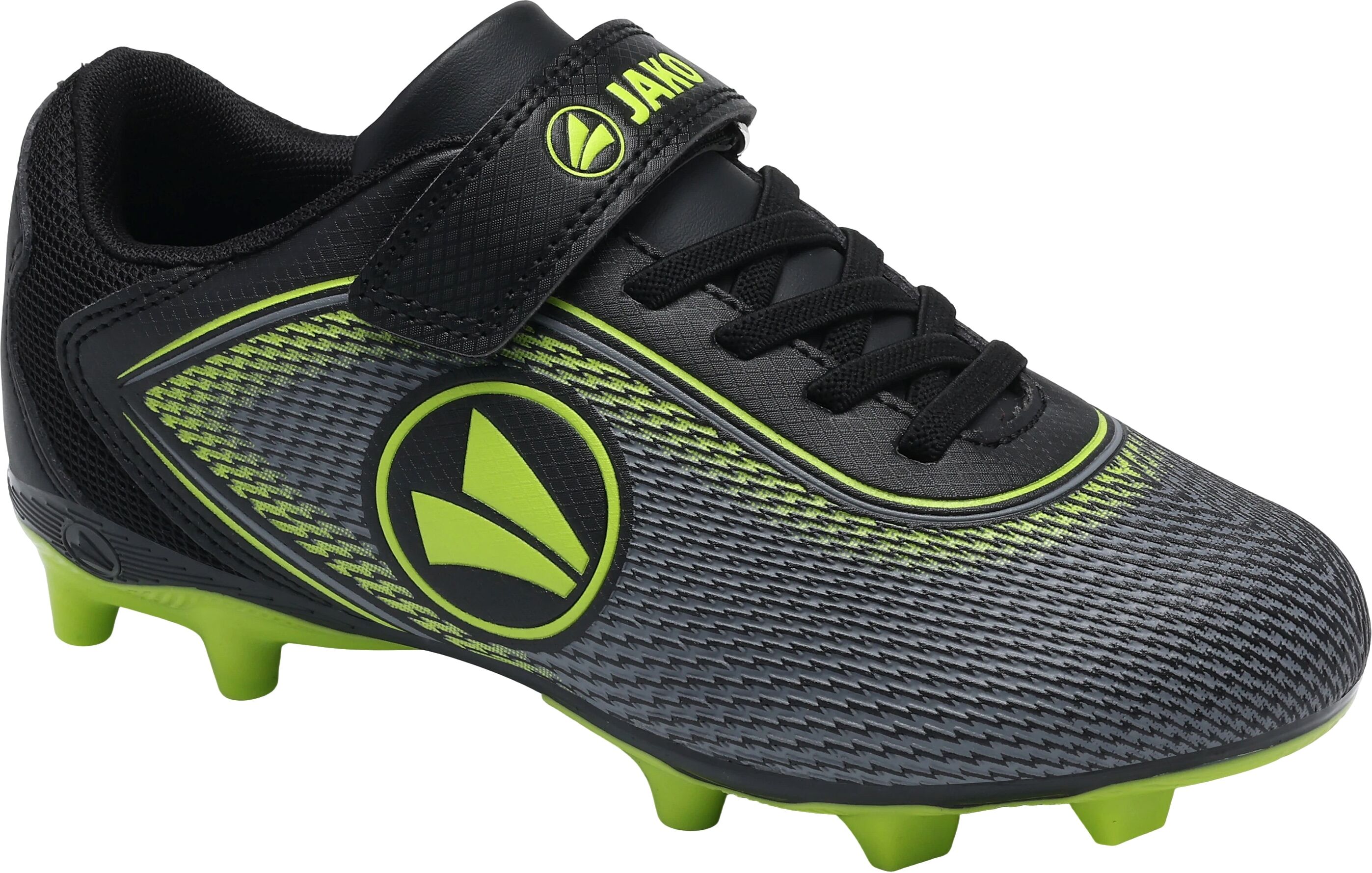 Fussballschuh JAKO "J-SFG COURSE EV", Mädchen, Gr. 29, Mesh, schwarz (jetschwarz, lime), Synthetik, Textil, Schuhe Fussballschuh, für Rasenplätze jetschwarz, lime 29, Mesh