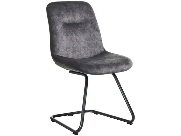 Celina Home Stuhl Swing, Grau, Schwarz, Metall, Kufe, C-Form, 51x89x61 cm, Stoffauswahl, Esszimmer, Stühle, Esszimmerstühle