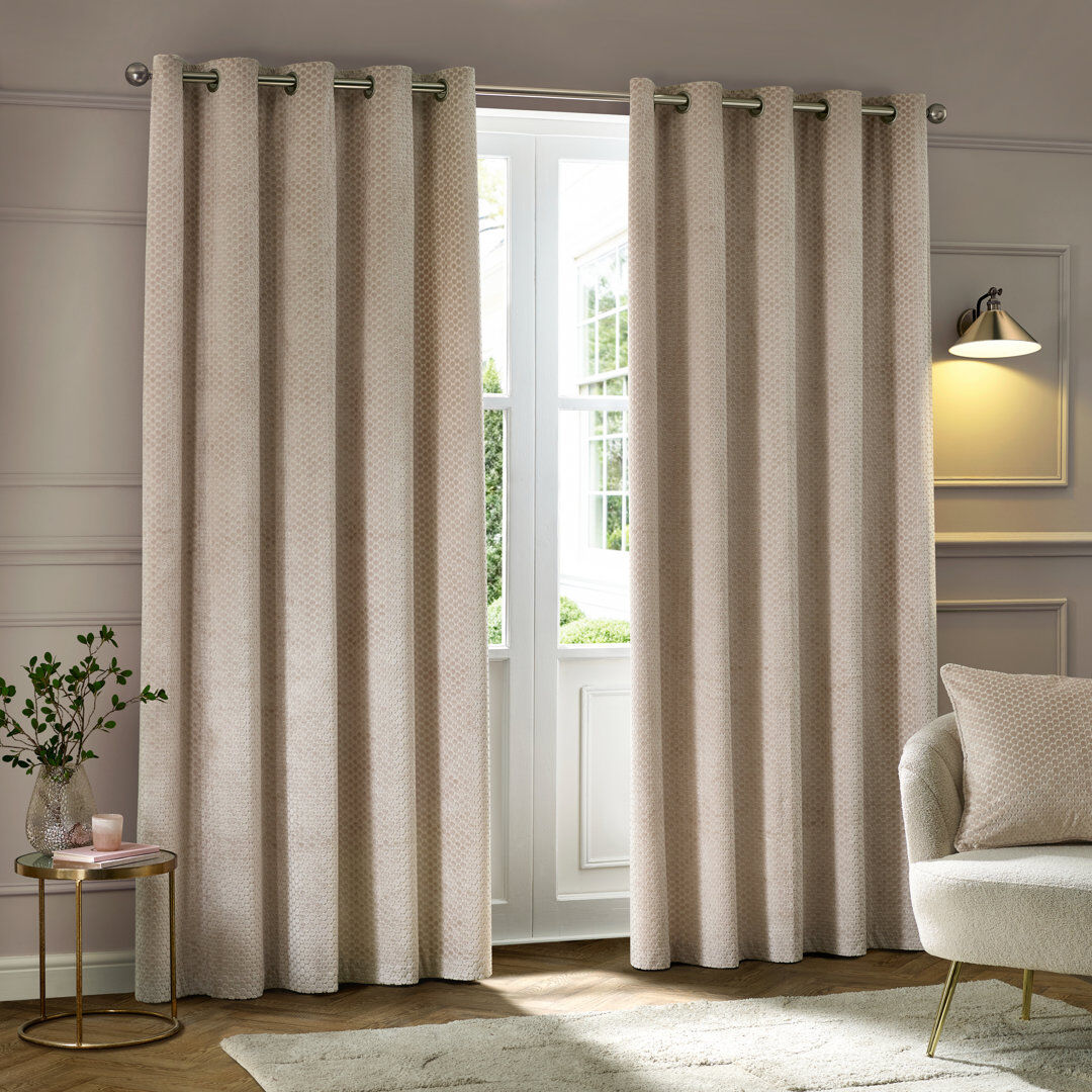 Paoletti Neptune Room Darkening Curtain Beige 229cm Width x 137cm Drop