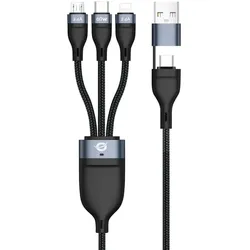 Conceptronic ETTA05B15 USB 3-in-1 PD 3.0 60W Ladekabel, 1,5m, 20V 3A, 480Mbps