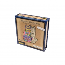 Philos Artefakt Holzpuzzle 2 in 1 Katze - 160 Teile - in magnetischer Klappschachtel 290914