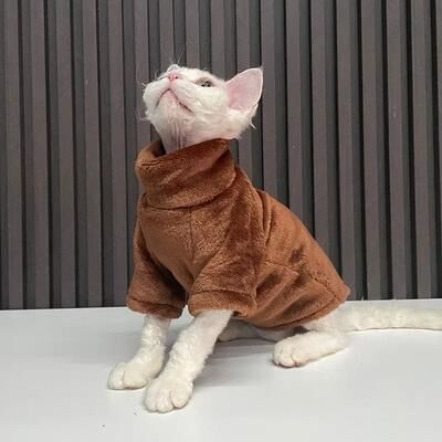 Uplifted Finds Fashionable Cat And Dog Winter Sweater Pet Hoodie Warm Knit Outfit m brown
