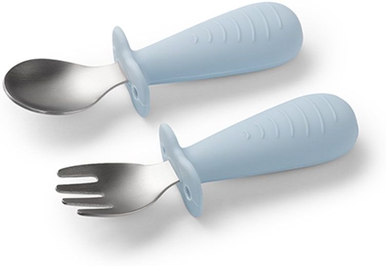 BabyOno Be Active Stainless Steel Spoon and Fork couvert pour enfant Blue 12m+ 2 pcs