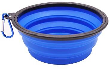 Quick Pick Pro Portable Dog Water Bottle & Travel Dog Bowl Silicone Pet Feeder With Carabiner 650ml blue