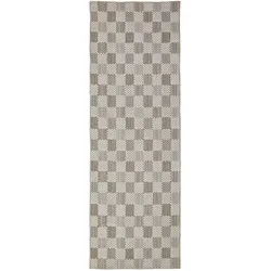 TEPPICHLÄUFER waschbar AFTON, Schachbrettmuster, Natur-Grün, 80 x 230 cm