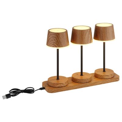 GLOBO LIGHTING Tischleuchte "DAWSON", braun (holzoptik dunkel), 1, Ø 8,3cm H: 20cm, 1 Stk., Leuchten, Outdoor RGBW Tischleuchte IP54, Akku, Touchdimmer, warmes Licht, Tischleuchte