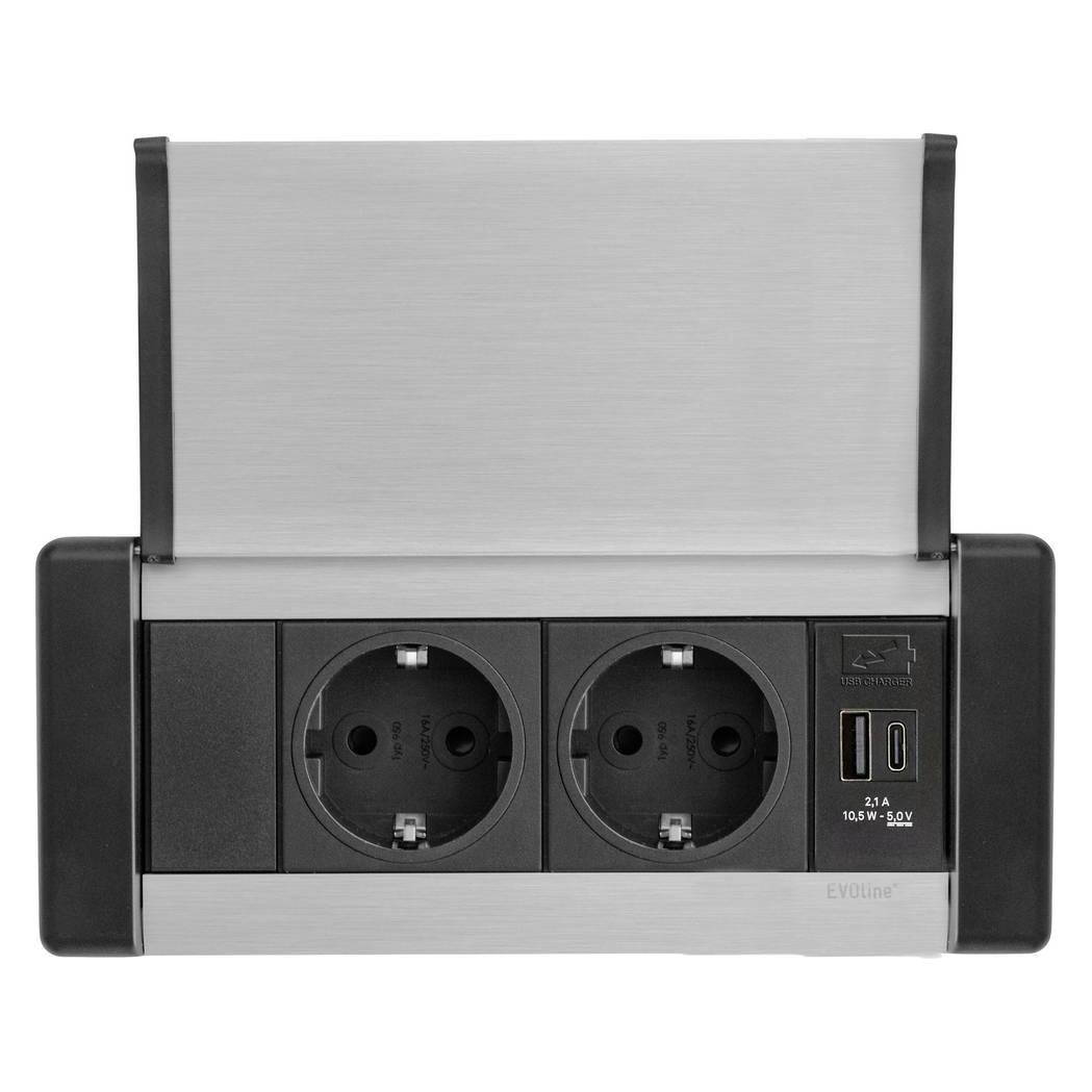 Evoline (1459200-961-0001) Steckdosenleiste Silber Schutzkontakt ((1459200-961-0001))