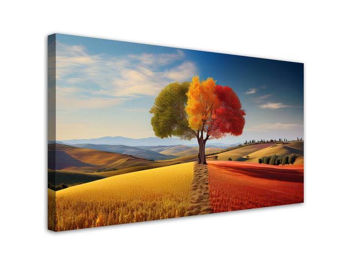 Feeby Leinwandbild Bunte Baum-Natur-Zusammenfassung 100x50cm, Mehrfarbig, Landschaft/Berg, Rechteckig, 100x50 cm, Bilder & Rahmen, Bilder, Leinwandbilder