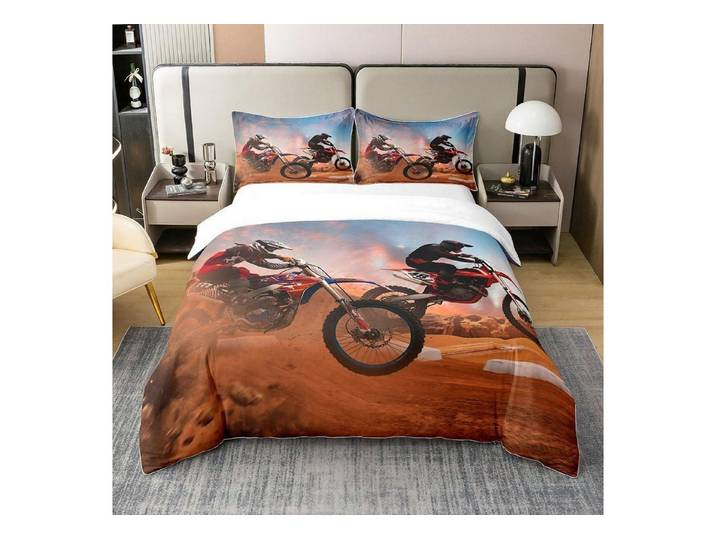 LuxusKollektion Kinderbettwäsche Bettwäsche Set 135x200cm Motocross Rider