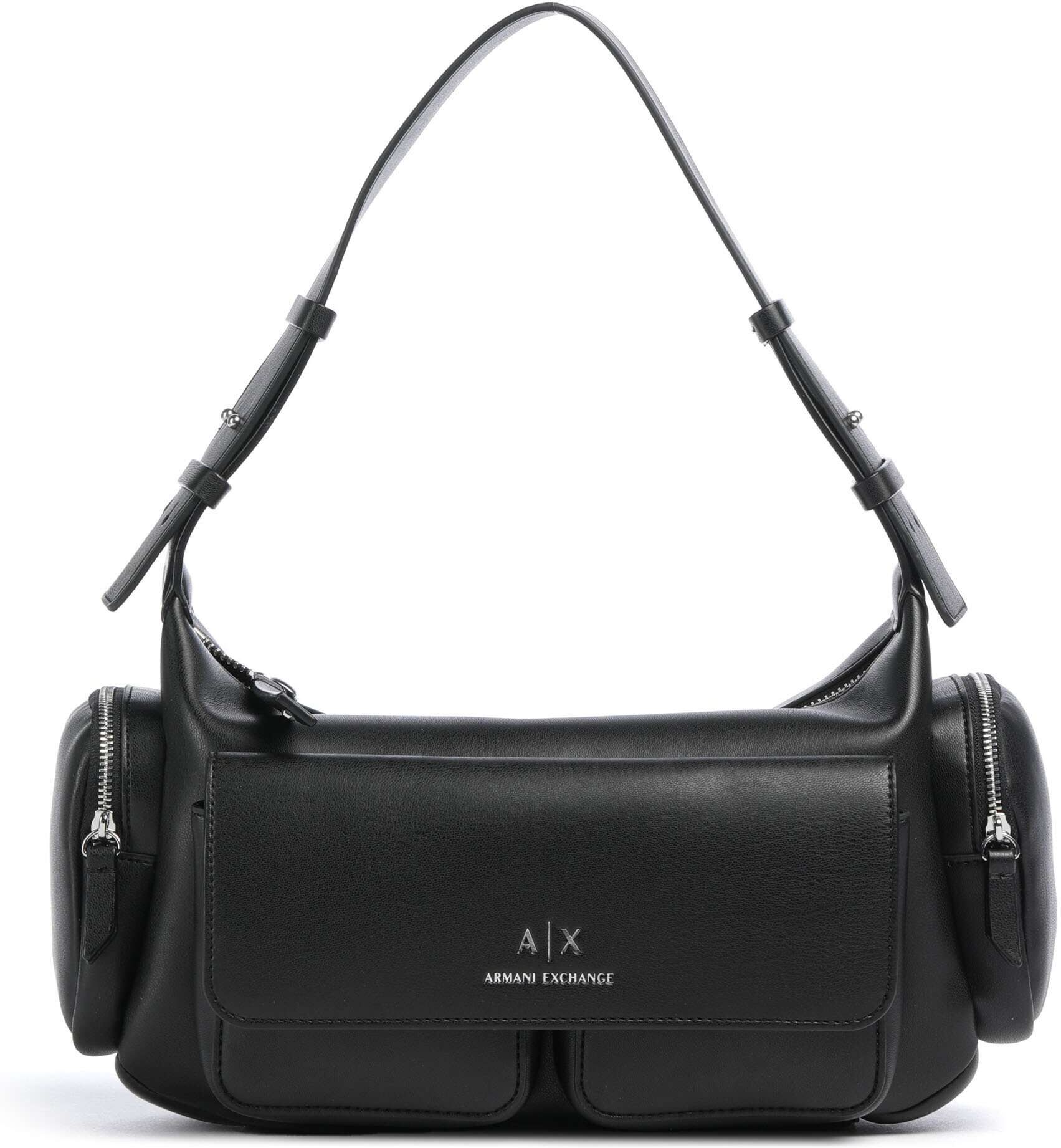 Armani Exchange Rachel M Schultertasche aus Leder, schwarz