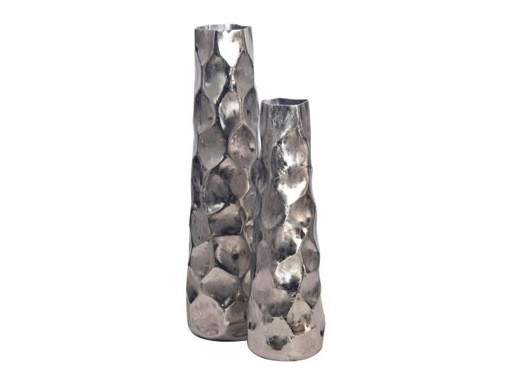 Livetastic Dekovase, Silberfarben, Metall, rund, auch für frische Blumen geeignet, stehend, zum Stellen, handgemacht, Dekoration, Vase, Metallvase