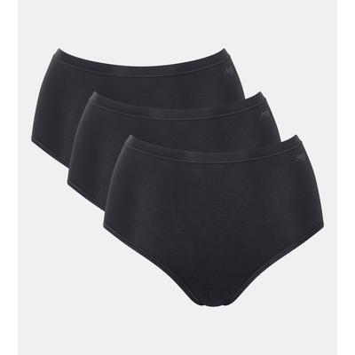 High-Waist-Slip SLOGGI "GO Daily Cotton", Damen, Gr. M, Single Jersey, schwarz, Single Jersey, Obermaterial: 95% Baumwolle, 5% Elasthan, unifarben, körpernah, Unterhosen, Glanz-Effekt Details, hochgeschnittene Taille