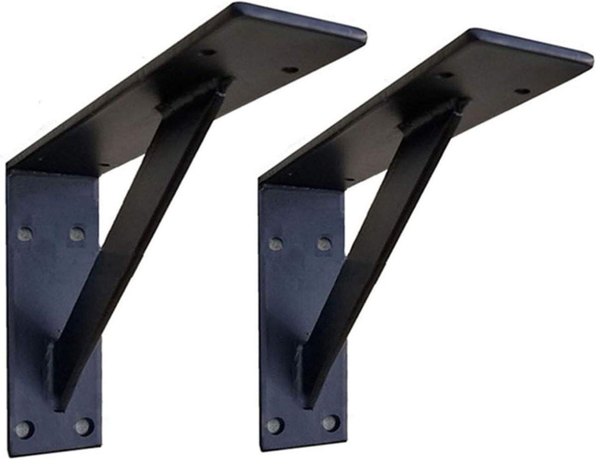 Zwarte plankbeugel van 40 cm voor een stabiele muursteun en ruimtebesparing