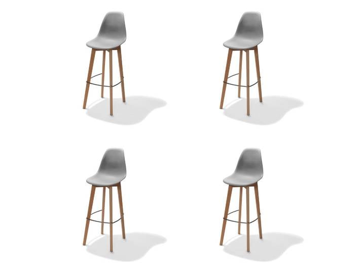 Mid.you Barhocker-Set, Dunkelgrau, Holz, Metall, Birke, 47x119x53 cm, Europäischer Sicherheitsstandard, stapelbar, Esszimmer, Barmöbel, Barhocker