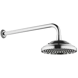 Dornbracht MADISON Regenbrause mit Wandanbindung, Chrom, 200 mm Durchmesser, Ausladung 435 mm, PURE RAIN Technologie, max. Durchfluss 14 l/min