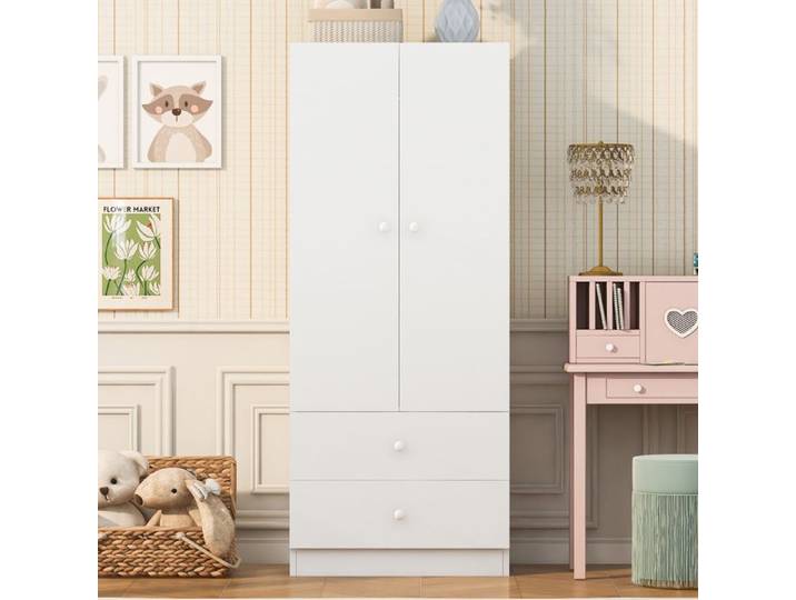 Armoire De Chambre Blanche Armoire Moderne FloraGrace Pour Chambre Avec 2 Tiroirs 70x40x170cm