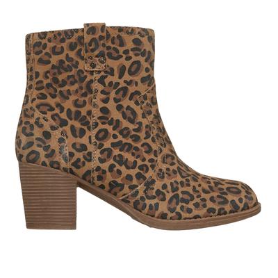 Stiefelette SKECHERS "TAXI-WESTERN WAY", Damen, Gr. 35, Textil, braun (braun, leo), Veloursleder, Schuhe Stiefelette, Ankleboots in angesagter Leo-Optik, mit Memory Foam