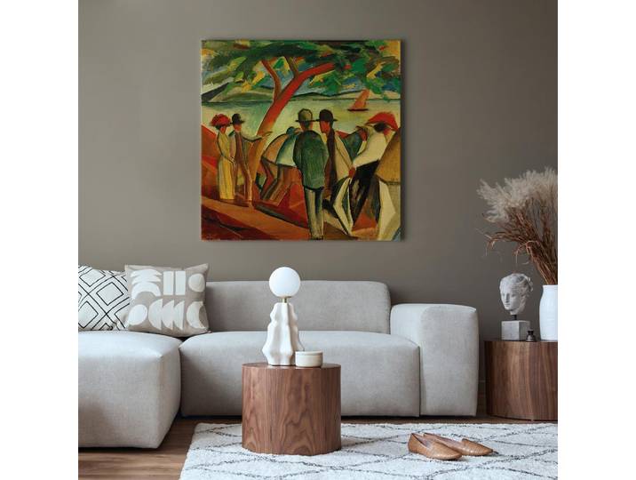 Leinwandbild Spaziergänger am See Filz Braun/Braun 40 x 40cm