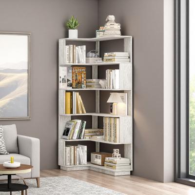 ZWYO HOSIMU "64.6"" Tall L-Shaped Corner Bookshelf with Anti-Tip & Anti-Drop Design, Open Display Cabinet for Living Room Study.."