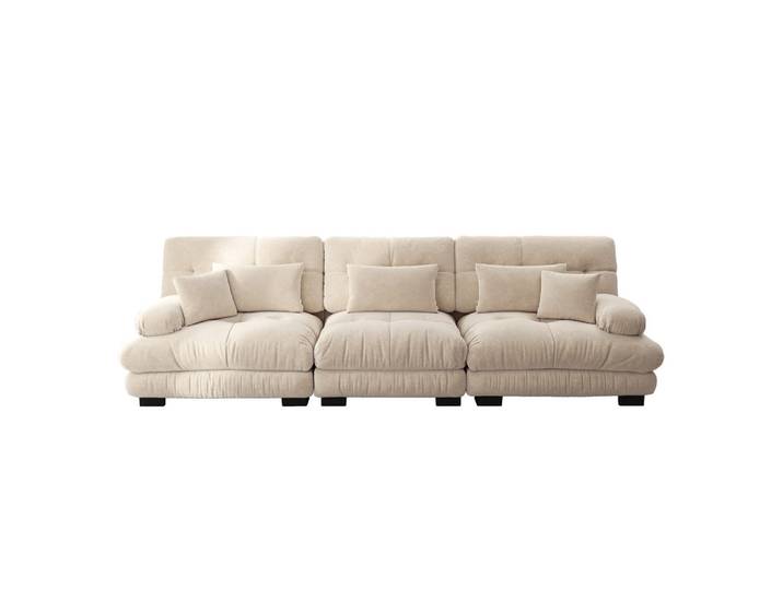 Wishdor 3-Sitzer Sofa Chenille Hellbraun modular, Rechteckig, 313x81x77 cm, Wohnzimmer, Sofas & Couches, Sofas, 3-Sitzer Sofas