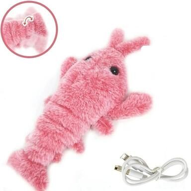 Uplift Essentials Interactive Electric Flopping Lobster Pet Toy pink