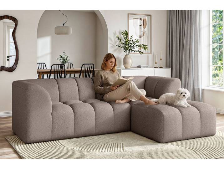 OTTO home Ecksofa TUURE L-Form, Verlässliche Qualität, moderne Steppung, Breite 255cm, Bubble Optik, moderne Steppung, hoher Sitzkomfort, Wellenunterfederung