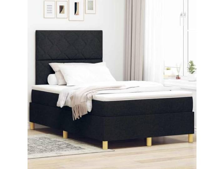 LED Beleuchtung modernes Design Boxspringbett Schwarz 120 x 200 cm LED Boxspringbett mit Matratze Schwarz 120x200 cm Stoff mit RGB LED Beleuchtung und verstellbarem Kopfteil