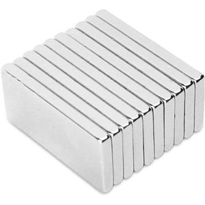 Böttcher-AG Magnete N45, silber, Neodym Magnet, 10 x 20 mm, Höhe 2 mm, Quadermagnet, 10 Stück