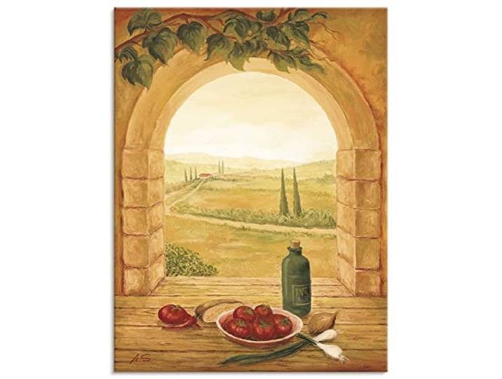 ARTLAND Wanddeko Leinwand Bilder Wandbild Landschaften Fensterblick T4JJ