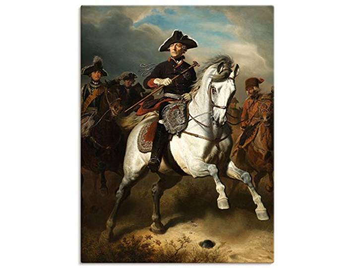 ARTLAND Wanddeko Leinwand Bilder Wandbild 60x80 cm Preußen Alte Fritz König Friedrich der Große zu Pferde 1861 Impressionismus Wilhelm Camphausen T6XR