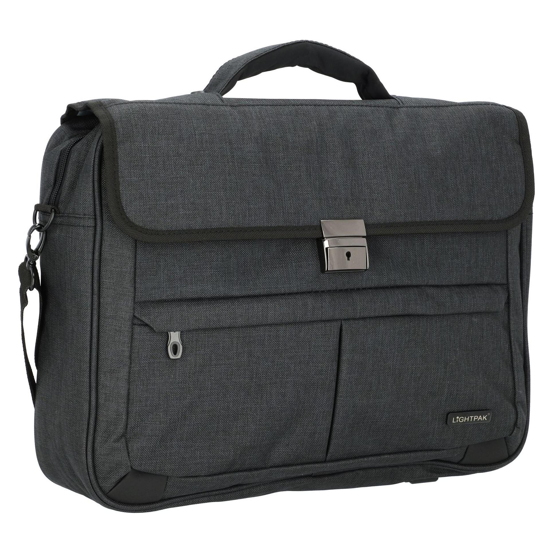 Lightpak Aktentasche, aus Polyester, anthrazit Reissverschlusshauptfach mit gepolstertem Laptopfach (13 l) (46145)