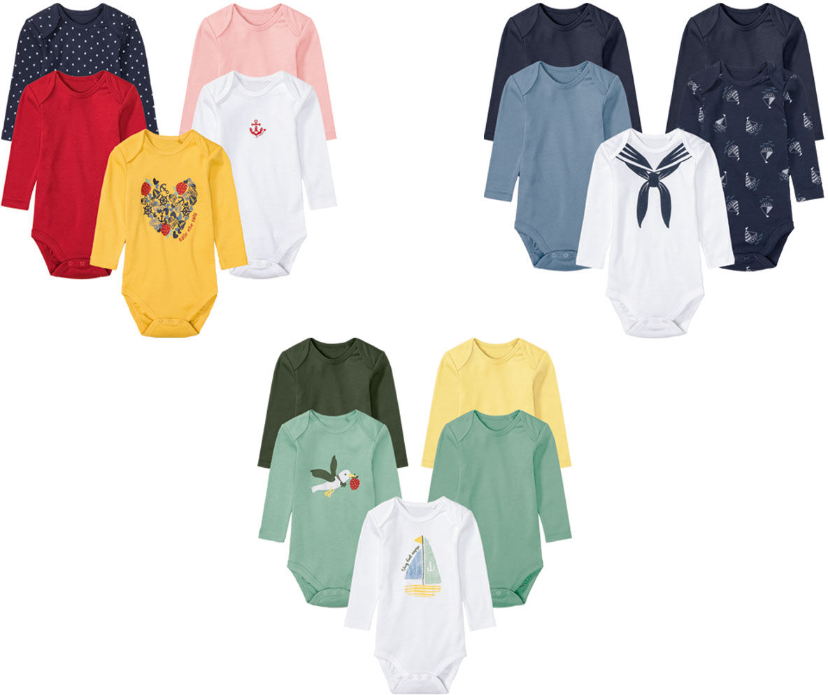 LUPILU® Baby Bodies, reine Bio-Baumwolle, 5 Stück