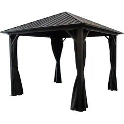 Pavillon NOVARA  3x3 Meter, Aluminium schwarz, Dach aus verzinktem Metall