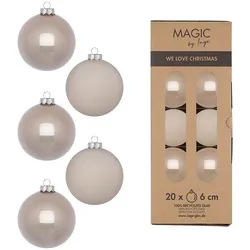 20 Weihnachtskugeln Glas 6cm matt & glänzend Christbaumkugeln Weihnachtsbaumkugeln Weihnachten Christbaumschmuck Weihnachtsbaumschmuck Taupe