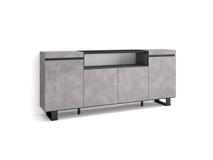 Buffet Bahut Enfilade Meuble de Séjour 200x35x87cm Ciment RF2285