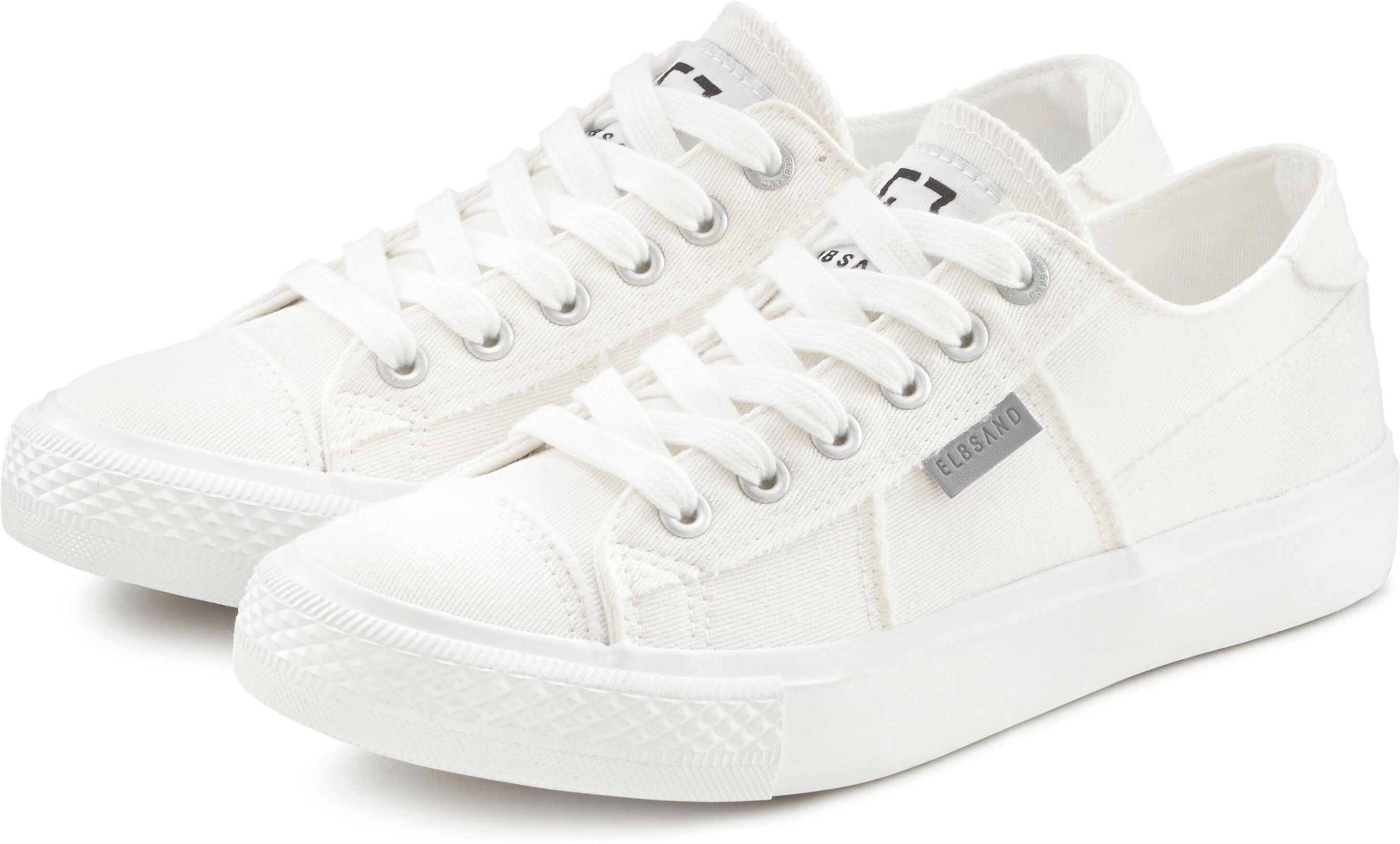 Sneaker ELBSAND "Schnürschuh, Stoffschuhe, Textilschuhe, Turnschuh, Freizeitschuh", Damen, Gr. 39, Textil, weiss (weiß), Obermaterial: 100% Textilmaterial. Decksohle: 100% Textilmaterial. Futter: 100% Textilmaterial. Laufsohle: 100% Synthetik, unifarben, 