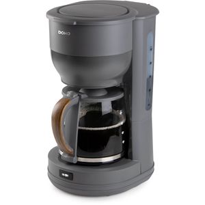 Domo Kaffeemaschine Wood You, DO754K, mit Glaskanne, 1,25 Liter, 1000 Watt, grau, bis zu 10 Tassen