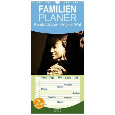 Familienplaner 2027 - Kambodscha • Angkor Wat mit 5 Spalten (Wandkalender, 21 x 45 cm) CALVENDO