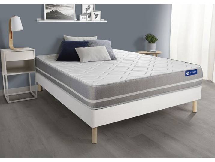 Ensemble Matelas Sommier 160x190 cm - Actiflex Touch - Sommier Kit Blanc