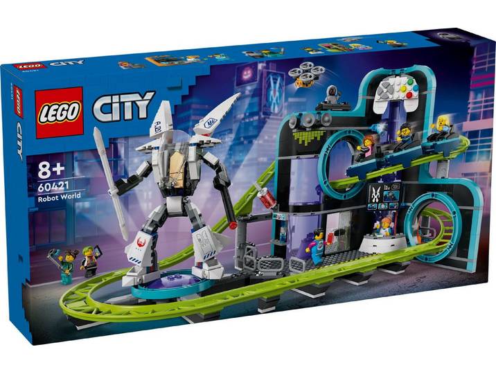 LEGO® LEGO® City 60421 Achterbahn mit Roboter-Mech Konstruktionsspielsteine, (986 St)