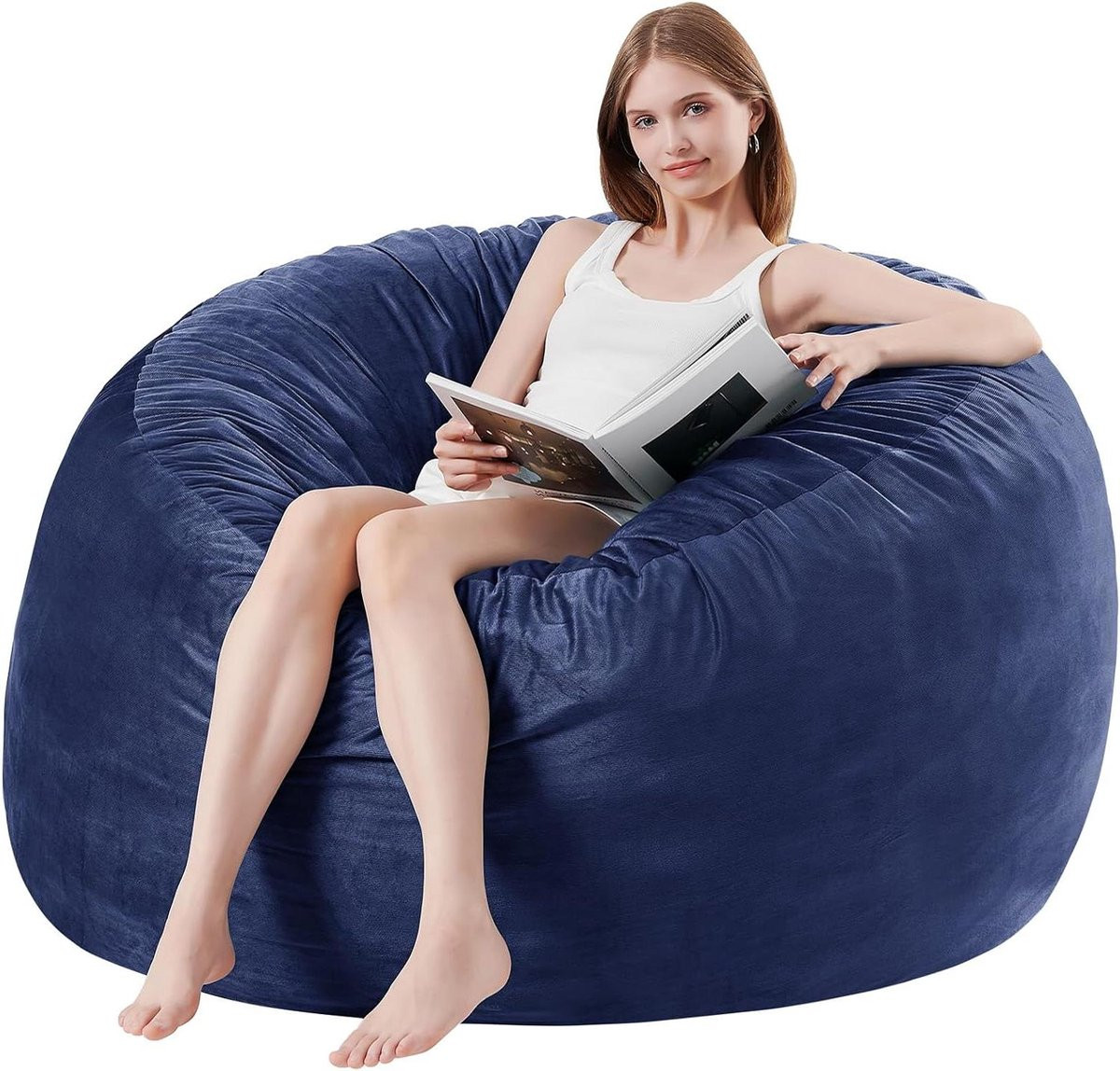Zitzak Stoel met Traagschuim Vulling - Marineblauw - 150 cm